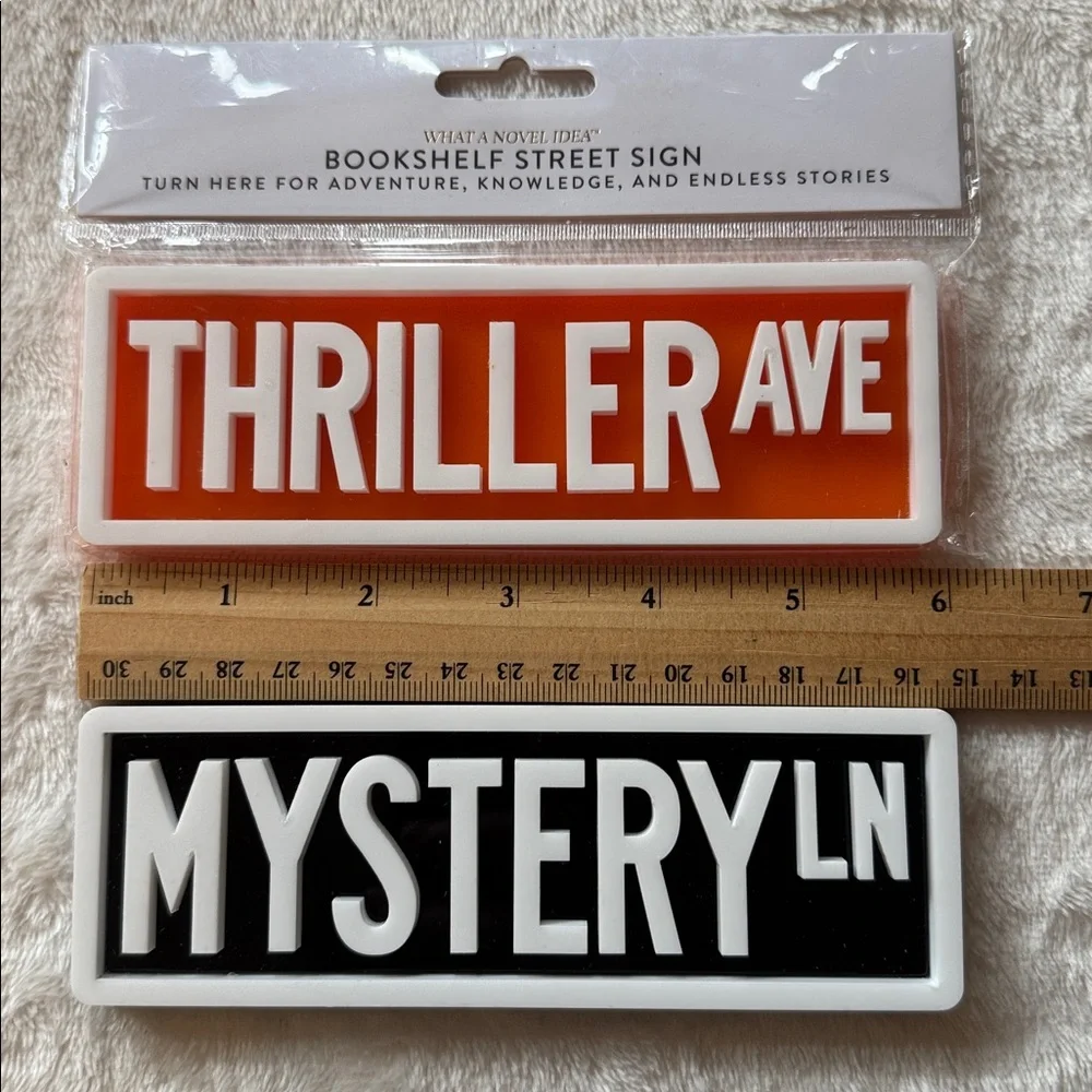 Bookshelf Street Signs Plaque Thriller Ave Mystery Ln